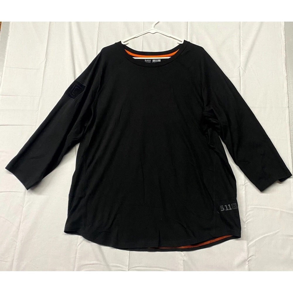 5.11 Tactical Recon Sprint Shirt Mens 2XL Black Logo Pullover Raglan 3/4 Sleeve